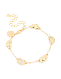 Gold Plated Brass Cubic Zirconia Pebble Charm Bracelet - link has visual effect only