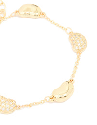 Gold Plated Brass Cubic Zirconia Pebble Charm Bracelet - link has visual effect only
