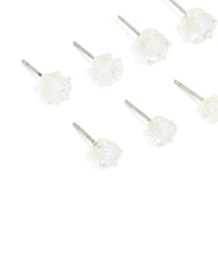 Silver Multi-Shape Cubic Zirconia Stud Earrings 6-Pack - link has visual effect only