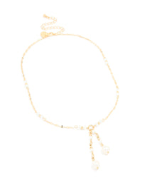 Gold Plated Freshwater Pearl Chain Drop Y-Necklace - link has visual effect only