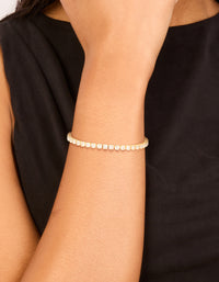 Gold Plated Cubic Zirconia Square & Round Tennis Bracelet - link has visual effect only