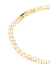 Gold Plated Cubic Zirconia Square & Round Tennis Bracelet - link has visual effect only