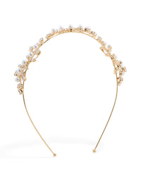 Gold Cubic Zirconia Vine & Pearl Headband - link has visual effect only