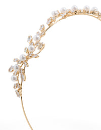 Gold Cubic Zirconia Vine & Pearl Headband - link has visual effect only