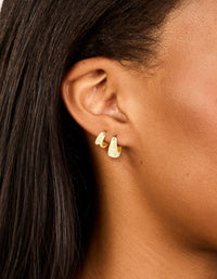 Gold Plated Brass Cubic Zirconia & Smooth Huggie Earrings 2-Pack - link has visual effect only