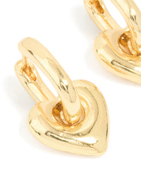 Gold Plated Brass Heart Huggie Drop Earrings - link has visual effect only