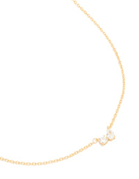 Gold Plated Brass Cubic Zirconia Mini Double Round Pendant Necklace - link has visual effect only
