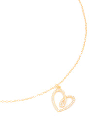 Gold Plated Sterling Silver Cubic Zirconia Large Heart Necklace - link has visual effect only