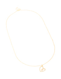 Gold Plated Sterling Silver Cubic Zirconia Large Heart Necklace - link has visual effect only