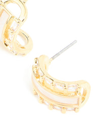 Gold Plated Cubic Zirconia Baguette Inlay Hoop Earrings - link has visual effect only