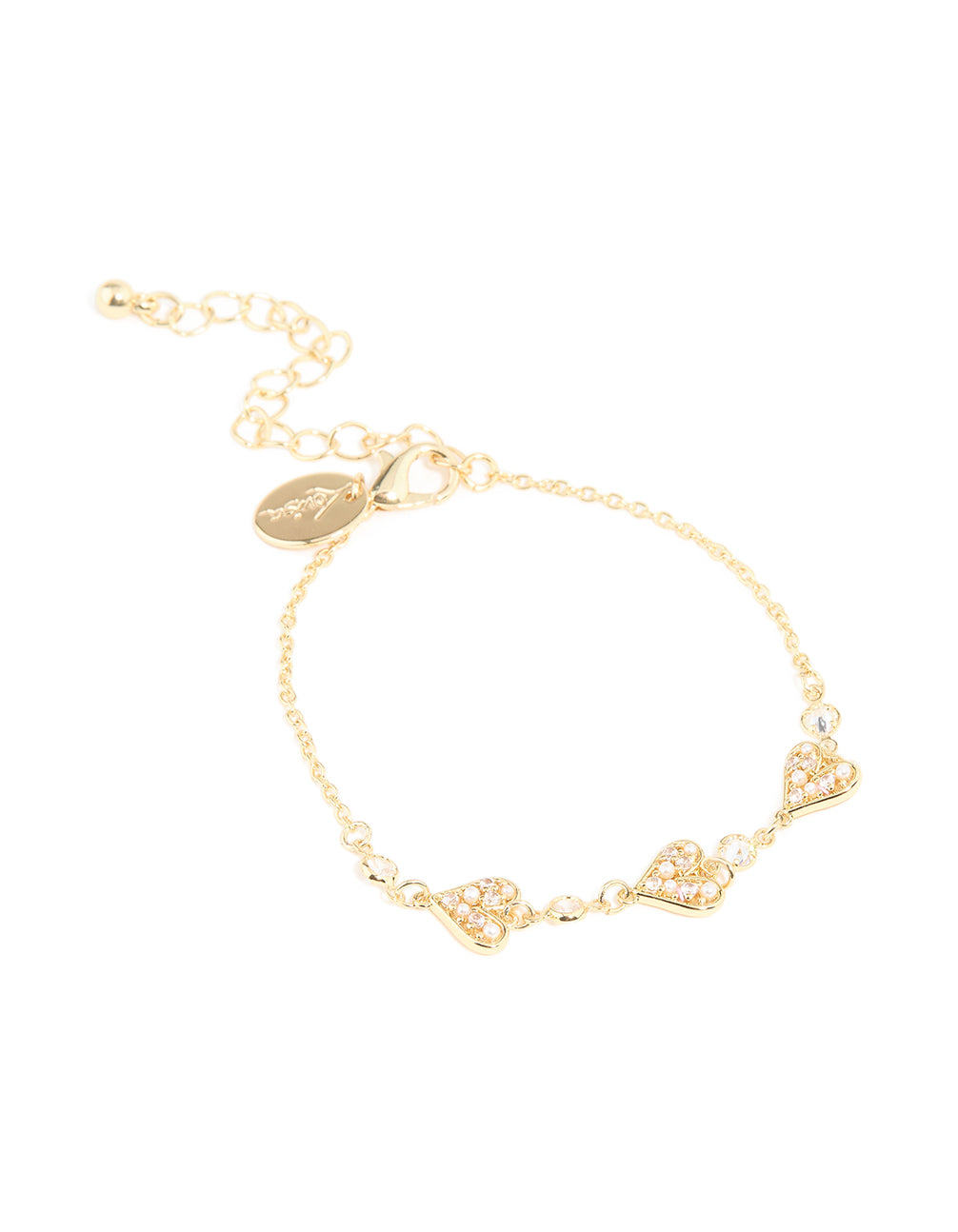 Gold Plated Cubic Zirconia & Pearl Heart Bracelet