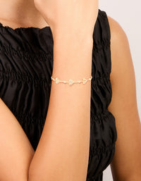 Gold Plated Cubic Zirconia & Pearl Heart Bracelet - link has visual effect only