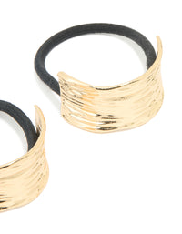 Gold Textured Curved Hair Ties 2-Pack - link has visual effect only