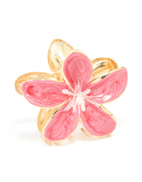 Gold Pink Enamel Frangipani Flower Claw Clip - link has visual effect only
