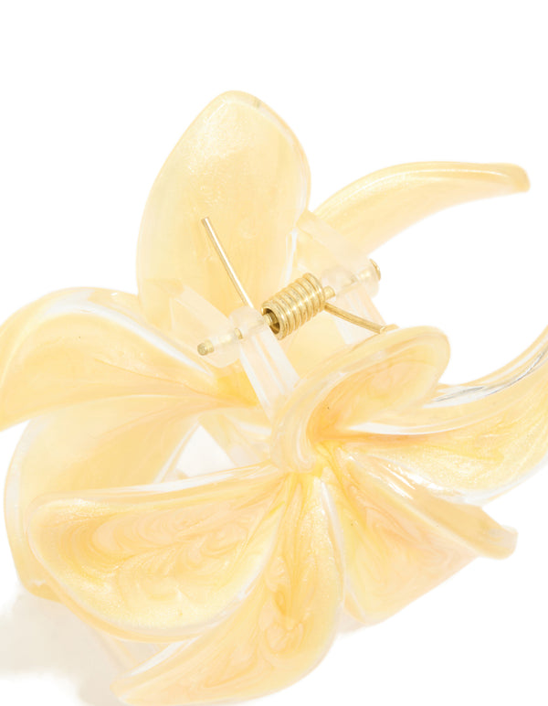Yellow Frangipani Flower Claw Clip
