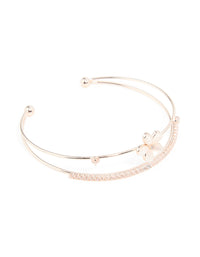 Rose Gold Plated Diamante Flower Wrist Cuff - link has visual effect only
