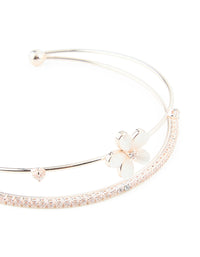 Rose Gold Plated Diamante Flower Wrist Cuff - link has visual effect only