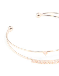 Rose Gold Plated Diamante Flower Wrist Cuff - link has visual effect only