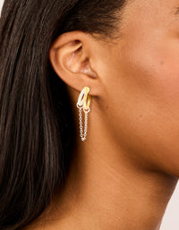 Mixed Metal Diamante Illusion Chain Hoop Earrings - link has visual effect only