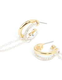 Mixed Metal Diamante Illusion Chain Hoop Earrings - link has visual effect only