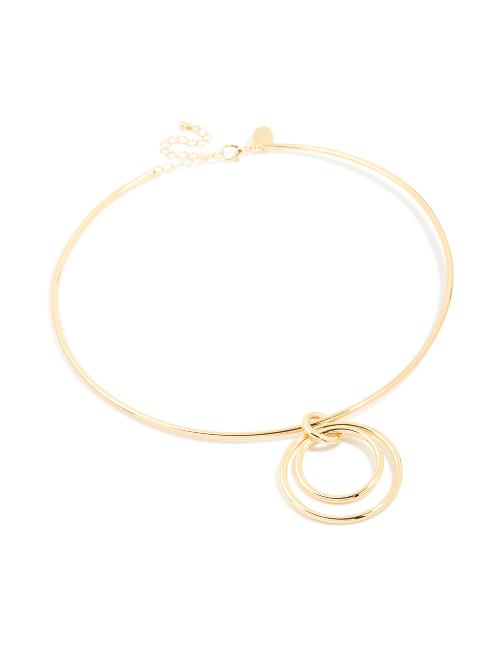 Gold Plated Collar Double Oval Pendant Necklace