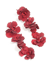 Red Coated Metal Floral Drop Earrings - link has visual effect only