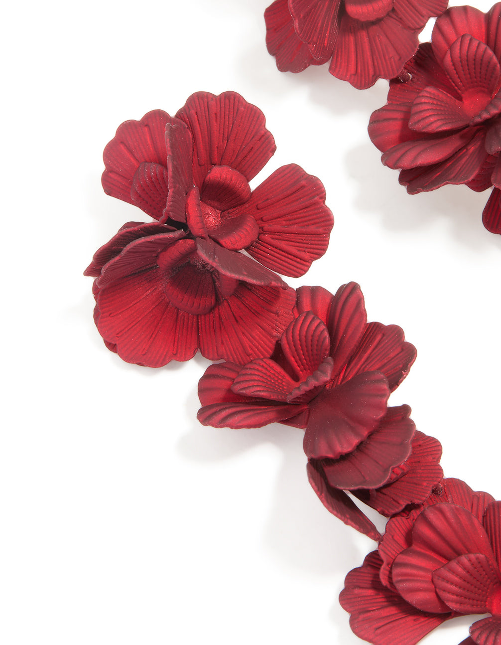 Red Coated Metal Floral Drop Earrings