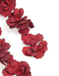 Red Coated Metal Floral Drop Earrings - link has visual effect only