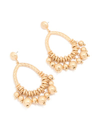 Worn Gold Multi Beads & Rings Drop Earrings - link has visual effect only