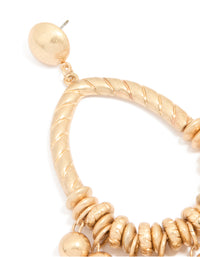 Worn Gold Multi Beads & Rings Drop Earrings - link has visual effect only