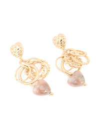 Worn Gold Heart & Ring Textured Drop Earrings - link has visual effect only
