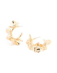 Gold Diamante Floral Hoop Earrings - link has visual effect only