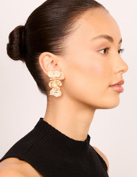 Gold Diamante Floral Hoop Earrings - link has visual effect only