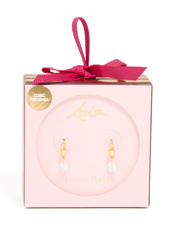 Gold Plated Cubic Zirconia Hook Earrings