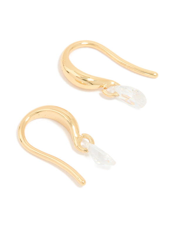 Gold Plated Cubic Zirconia Hook Earrings