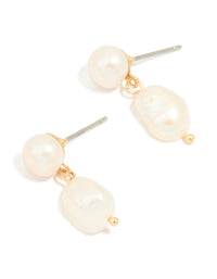 Gold Plated Freshwater Pearl Drop Earrings - link has visual effect only