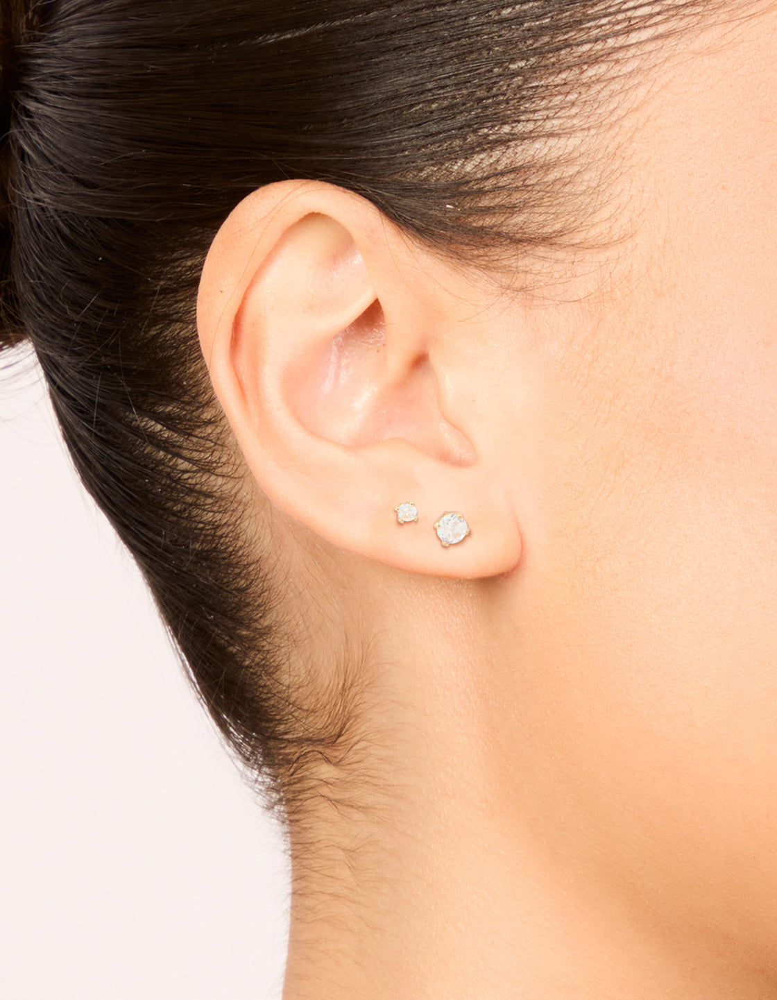 Gold Plated Cubic Zirconia Round Stud Earrings Set