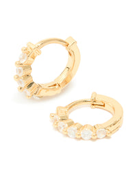 Gold Plated Cubic Zirconia Hugge Earrings - link has visual effect only