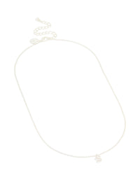 Silver Plated Brass Cubic Zirconia Letter S Necklace - link has visual effect only