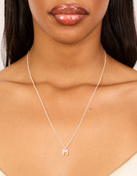 Silver Plated Brass Cubic Zirconia Letter M Necklace - link has visual effect only
