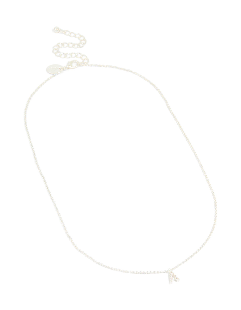 Silver Plated Brass Cubic Zirconia Letter A Necklace