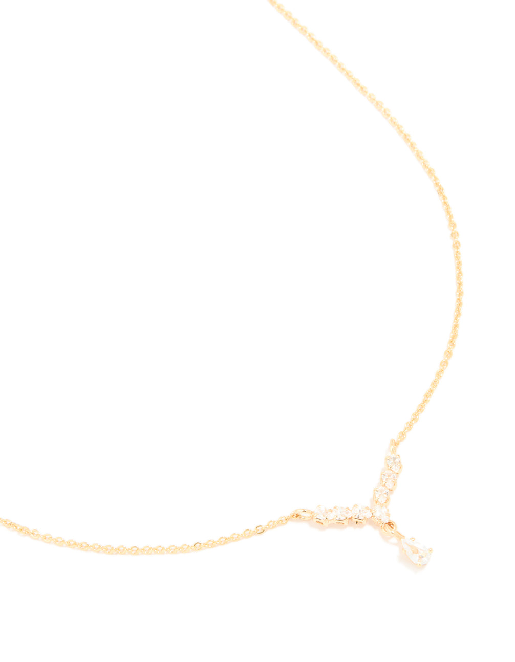 Gold Plated Cubic Zirconia Waterdrop Pendant Necklace