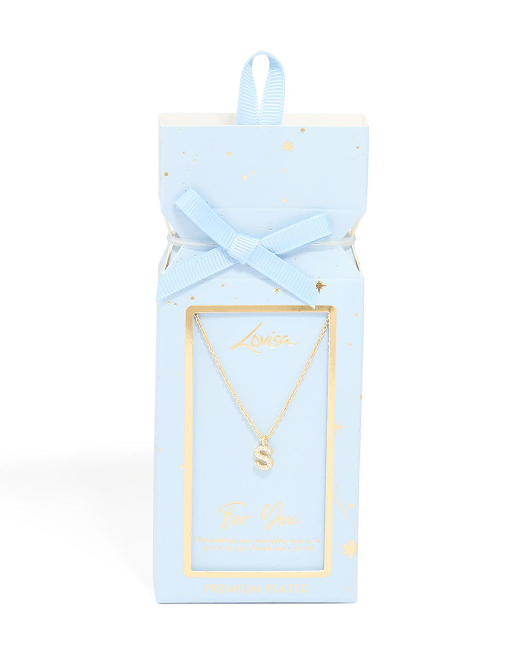 Gold Plated Brass Cubic Zirconia Letter S Necklace