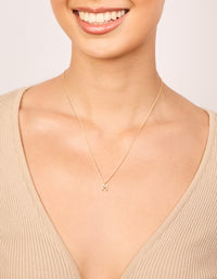 Gold Plated Brass Cubic Zirconia Letter M Necklace - link has visual effect only