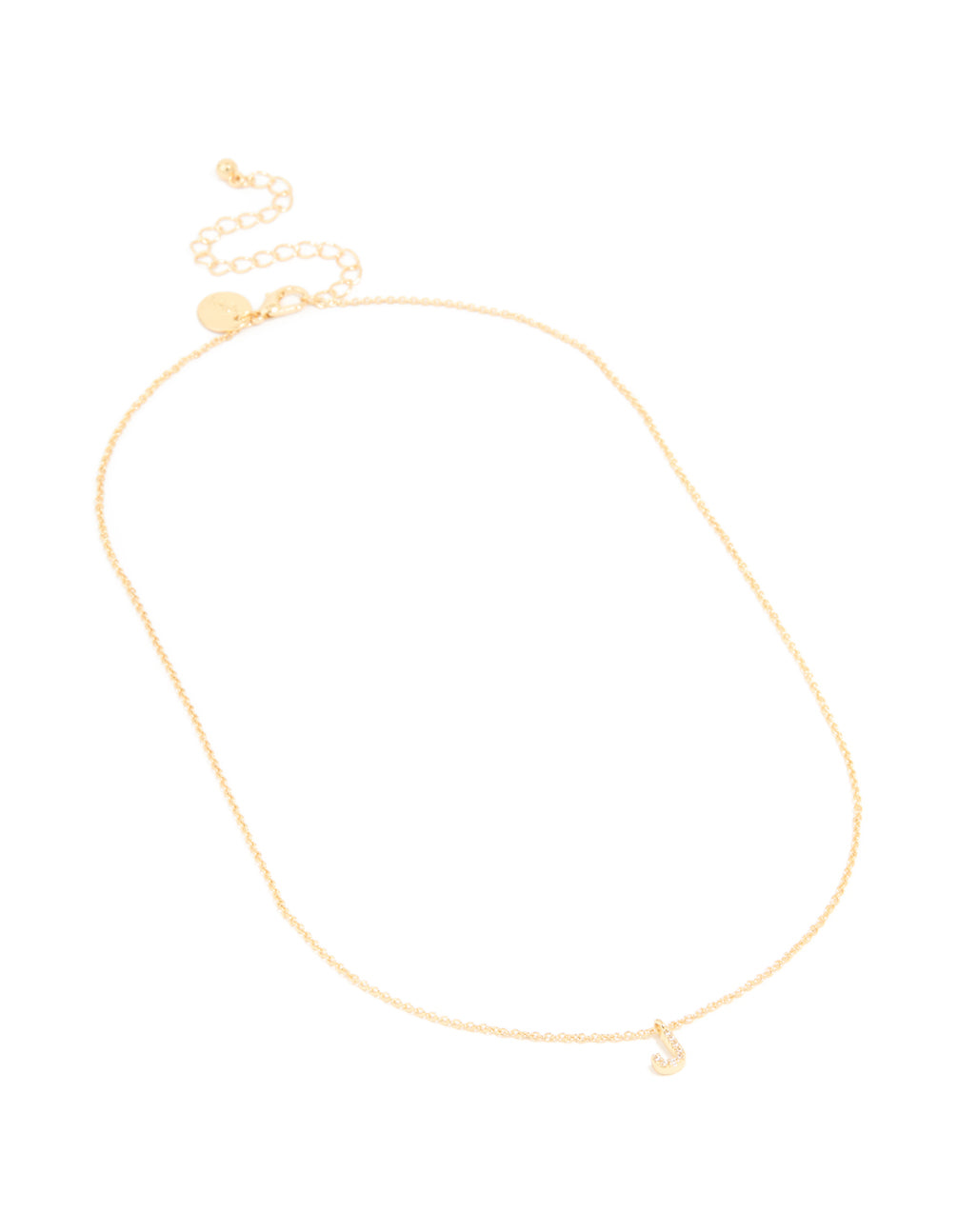 Gold Plated Brass Cubic Zirconia Letter J Necklace