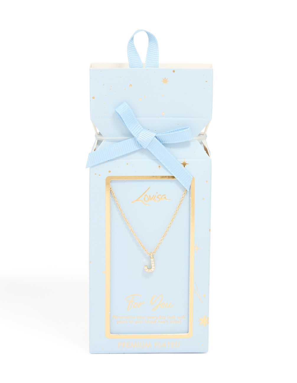 Gold Plated Brass Cubic Zirconia Letter J Necklace