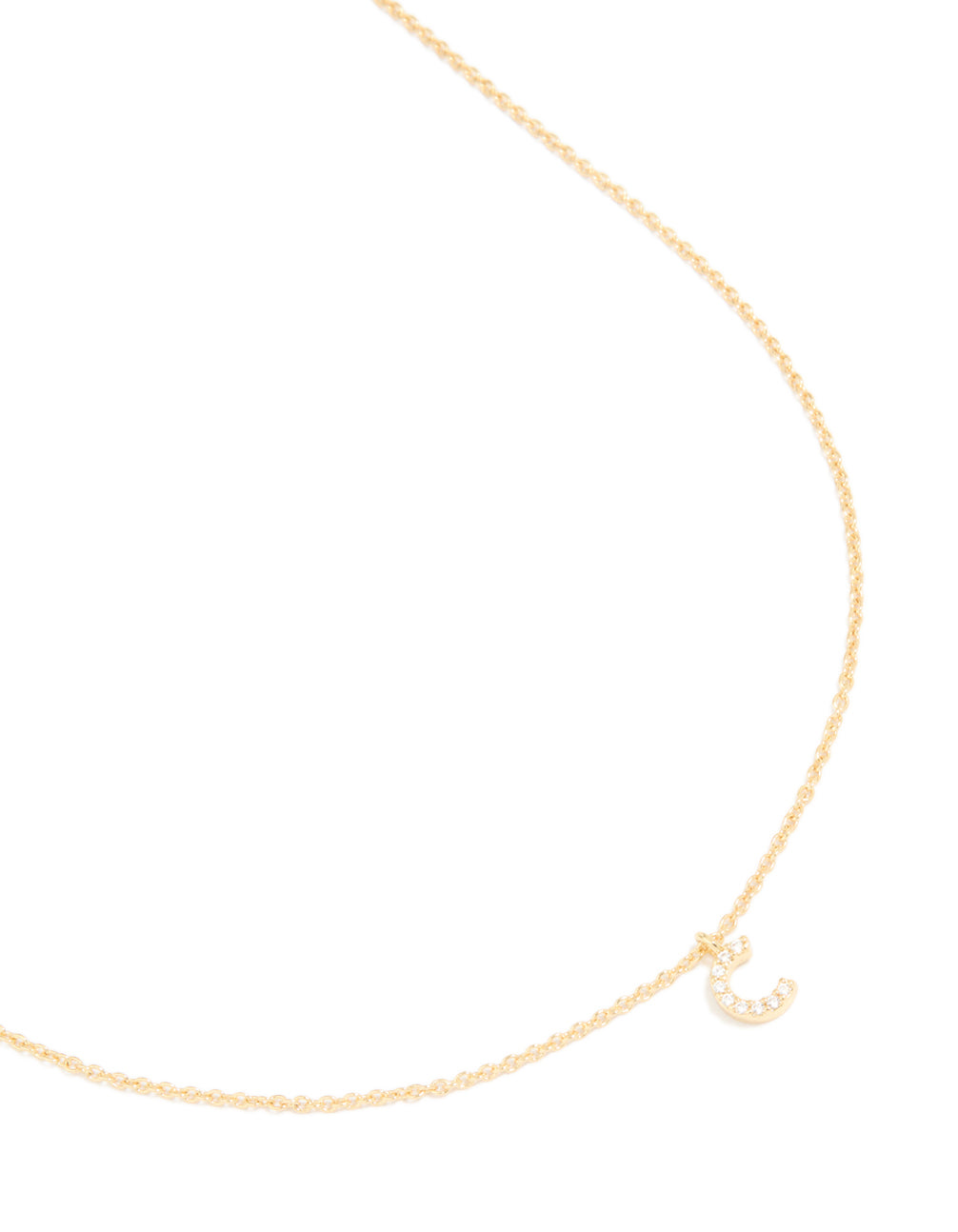 Gold Plated Brass Cubic Zirconia Letter C Necklace