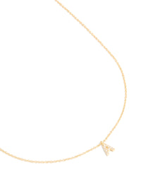 Gold Plated Brass Cubic Zirconia Letter A Necklace - link has visual effect only