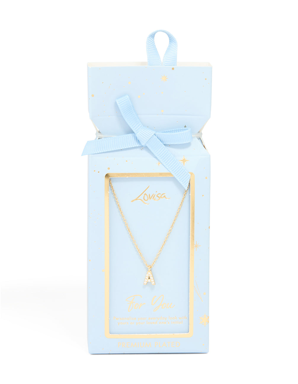 Gold Plated Brass Cubic Zirconia Letter A Necklace