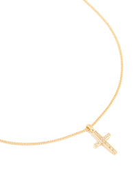 Gold Plated Cubic Zirconia Cross Pendant Necklace - link has visual effect only